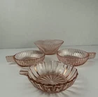 Vintage Pink Depression Glass Queen Mary Lot Of 4 Pieces Bowls & Trinket Dishes