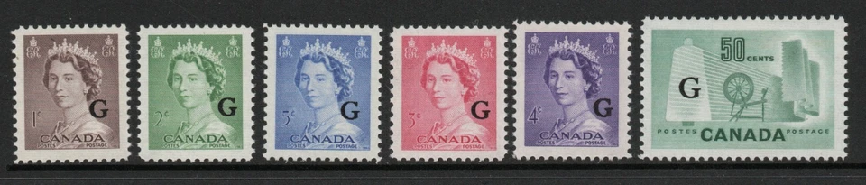 Canada 1953-61 Officials set SG O196-O201a Mnh. (R4372) - Image 1 of 1
