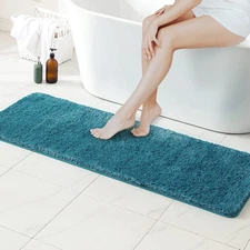 Teal Bathroom Runner Rug 24x60 Inches, Long Bath Mat for Bathroom Floor Batht...