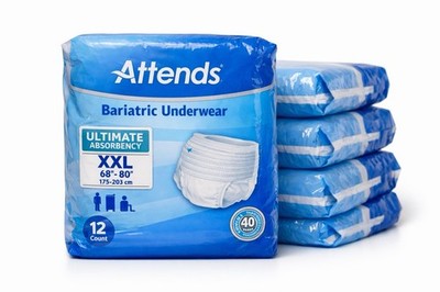 Attend Bariatric Protective Underwear XXL 80'' Waist - 12 count