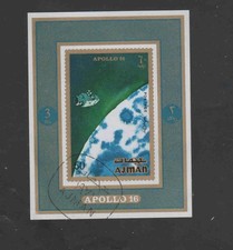 AJMAN 1971 APOLLO 16 MINT VF NH O.G CTO S/S IMP. (AJ38 )