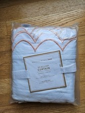 Pottery Barn Scallop Trimmed Light-Filtering Curtain White / Dusty Peach 52x84