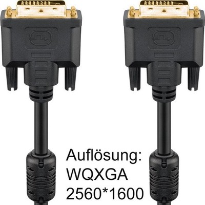 2m DVI-D 24+1 Dual Link Monitor Kabel Full HD bis WQXGA 2560 x 1600 vergoldet