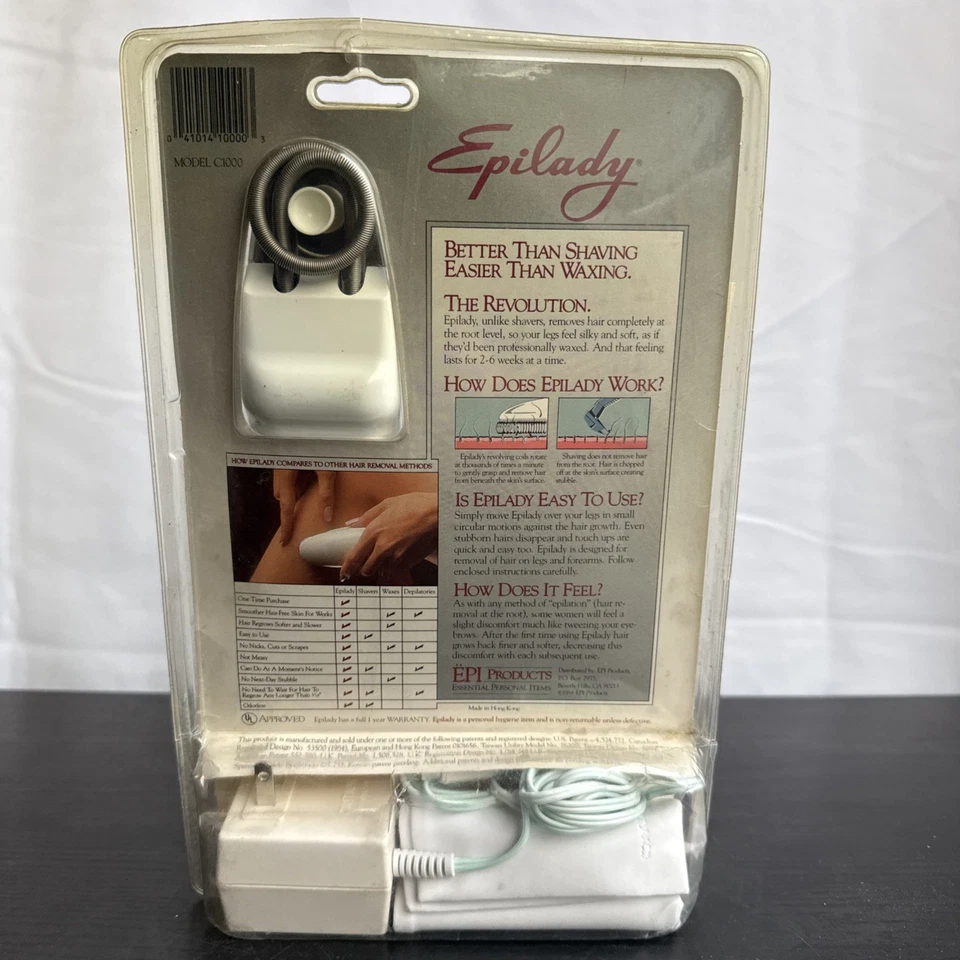 Depiladora de 3 bobinas Epilady C1000 de colección años 80 blanca depilación NUEVA STOCK ANTIGUA SELLADA Foto 4 de 4