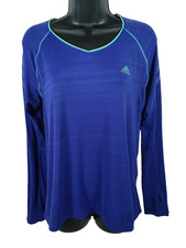 Adidas Womens Top Size Medium Climalite Running Vneck Long Sleeve Thumb Holes M