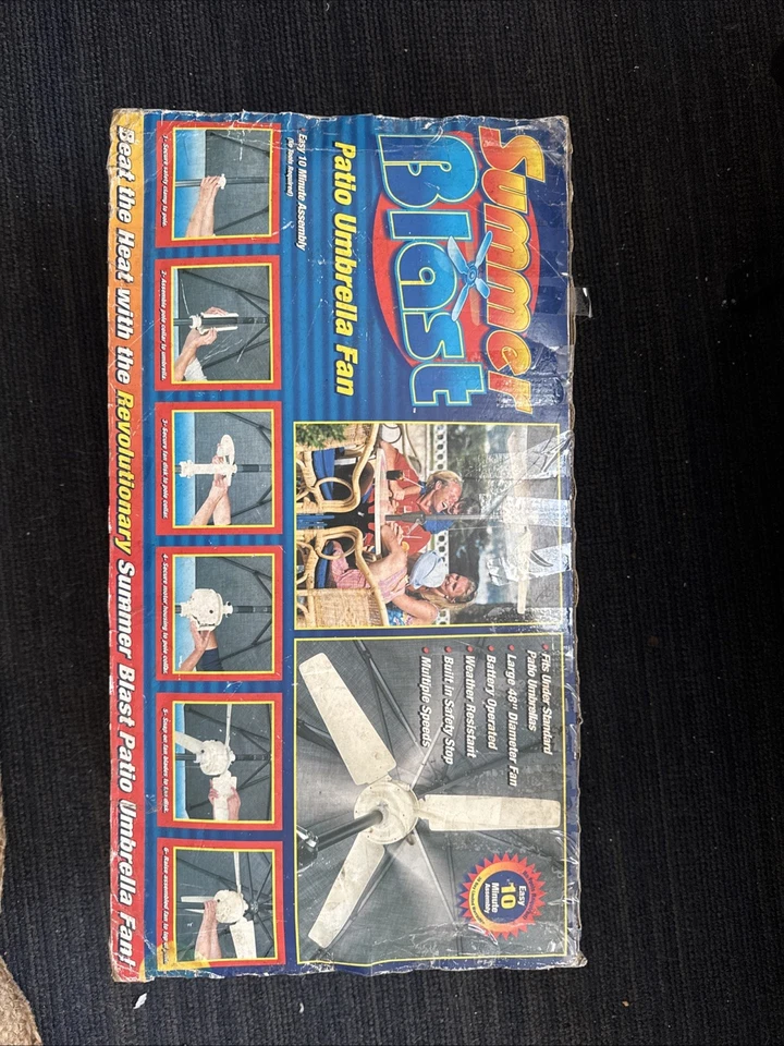 Ventilador de paraguas de patio Summer Blast 48" a batería, nuevo stock antiguo Foto 3 de 4