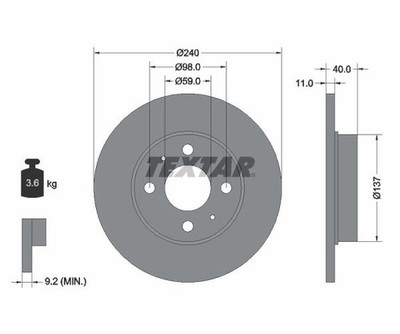 2x TEXTAR Bremsscheibe Vorderachse Ø 240mm für Ford Abarth Fiat Alfa 92061103