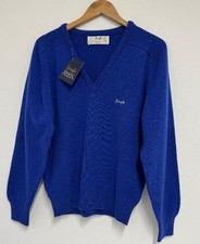 BNWT VINTAGE Mens PRINGLE SPORTS Royal Blue Pure New Wool Jumper UK M - CG N42