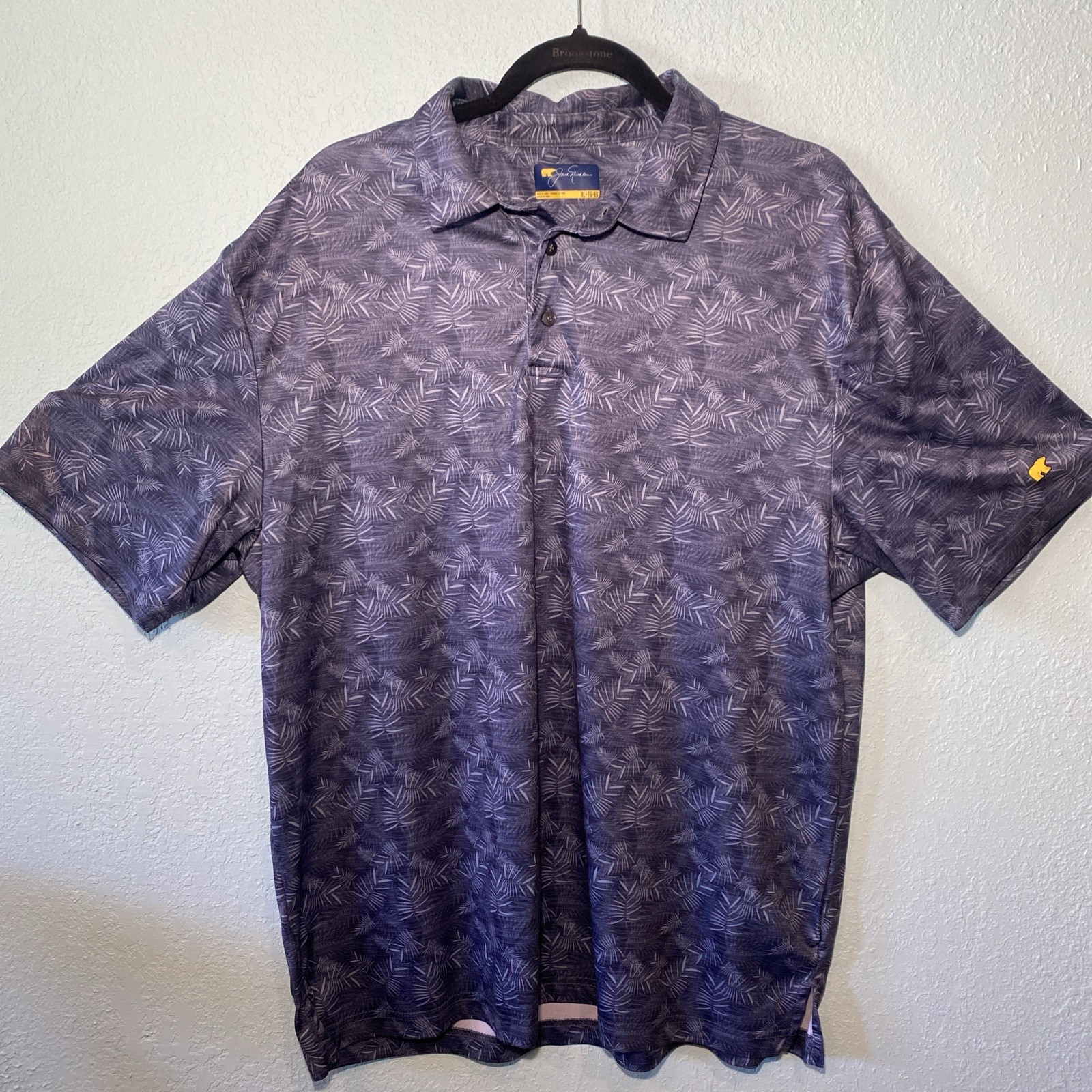 Jack Nicklaus Golf Polo Shirt Mens XL Short Sleeve Sea Blue Leaves