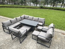 Fimous L-shaped Aluminium Garden Furniture Set with Rising Lifting Dining Table 