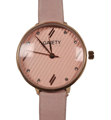 Gaiety Women's 8'' Pink Watch Gold Bezel New Battery