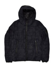 REFRIGUE Giacca uomo imbottita con cappuccio UK 36 Small nera mimetica nylon AM79