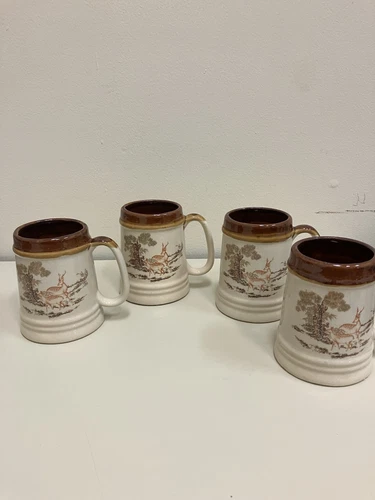 Vintage Stoneware Mugs Set Of 4 In The Box