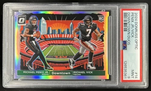 2024 Panini Donruss Optic Michael Penix Jr. Vick Downtown Duos RC SSP #14 PSA 9