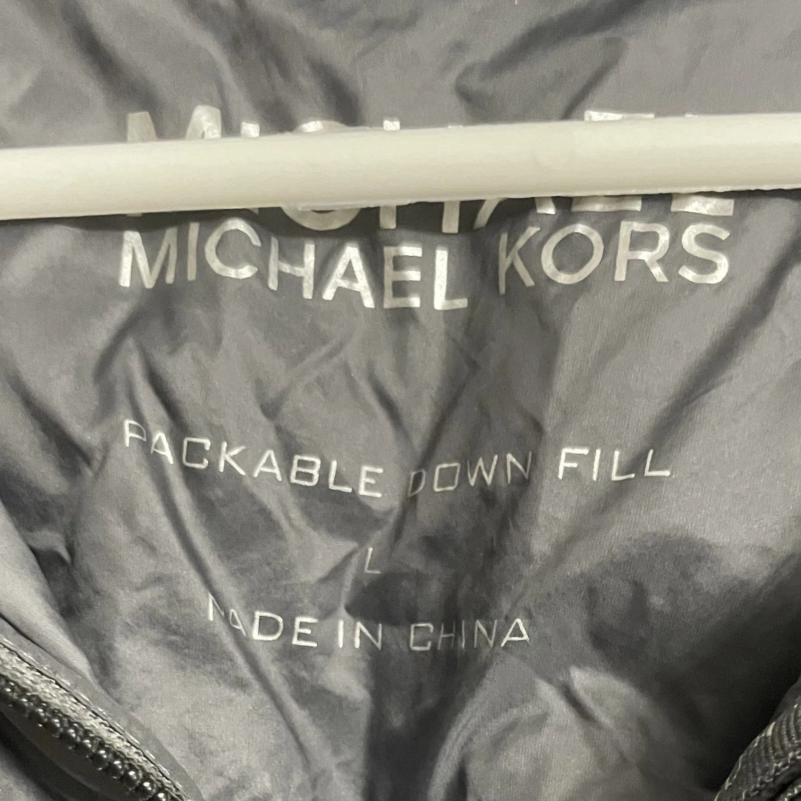 Piumino Michael Kors donna grigio puffer premium taglia large cappuccio zip intera