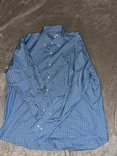 Peter Millar Men's Long Sleeve Blue Plaid Button-Down XL FREE SHIPPING 