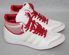 Adidas Sleek Series Trainers Women UK 5 Mid Top White Red Leather VGC