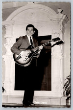 RPPC c1950s Trini Lopez Holding a Guitar On Stage Postcard
