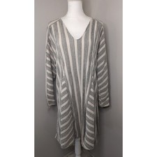 Zara Striped Oversized Tunic Dress Size M Neutral Relaxed