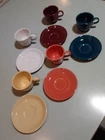 lot of 5 Homer Laughlin Fiestaware Tea Cup and Saucer Sets -Lead Free