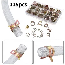115X Hose Spring Clamps 6-22mm Fastener Fuel Water Line Pipe Air Tube Clips Kit