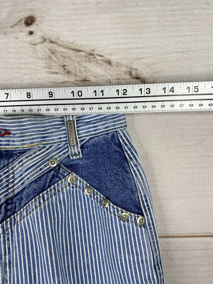Pantalones de mezclilla Rockies vintage para mujer 25/1 a rayas a pelo remaches de yugo en contraste años 90 Foto 3 de 4