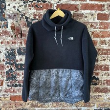 The North Face Riit Pullover Womens Medium Black Grey Fleece Cowl Neck