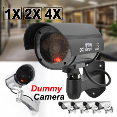 1/2/4X Dummy Security Camera Fake LED Blink Light Outdoor