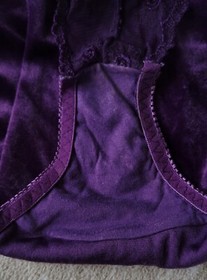Vintage Purple Velvet & Lace Crop Cami & String Bikini Panty Set Size Small