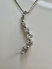 100 Natural Diamond Necklace 14K Solid White Solid Gold 22  