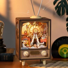 ROBOTIME 3D Wooden Puzzles for Adults Ferris Wheel DIY Music Box Building Toys