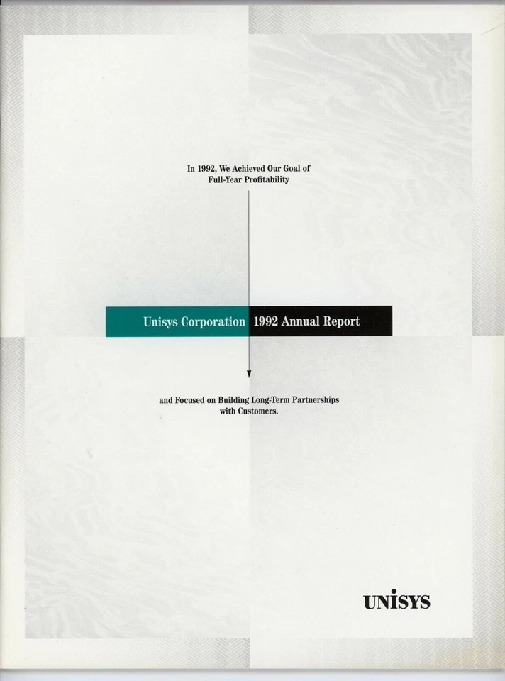 Informe anual 1992 Unisys Corporation declaración de representación tecnología de accionistas Foto 2 de 4