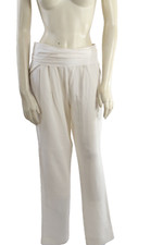 White Pleated Straight Leg Trousers Chic Everyday Classic Minimalist Size 28