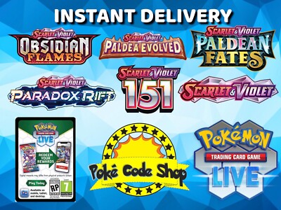 100 x SCARLET & VIOLET MIX Live Pokemon Booster Codes Online QR INSTANT EMAIL