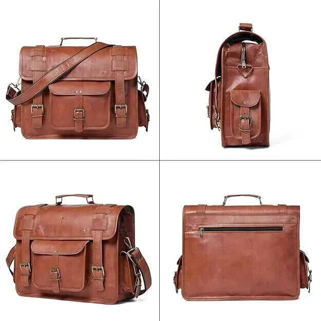 Soft Goat Leather Messenger Bag Shoulder Laptop Bag Briefcase Best