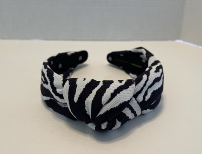 LELE SADOUGHI X SOLID AND STRIPED KNOTTED HEADBAND BLACK WHITE ZEBRA STRIPE NEW LELE SADOUGHI X SOLID & STRIPED KNOTTED HEADBAND BLACK WHITE  main image 4