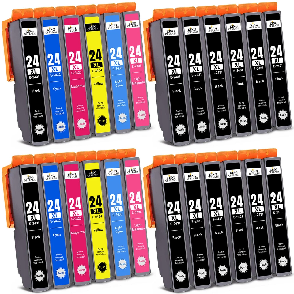 KING OF FLASH Cartucce di inchiostro compatibili per stampante Epson 24XL XP960 XP750 XP760 XP850