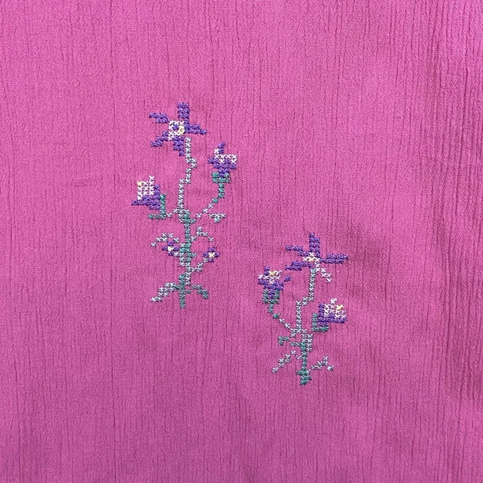 Teddi Maxi Tank Dress Size LP Pink Floral Embroidered Crepe Fabric Vintage Long - Image 4 of 4