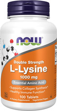 NOW Foods L-Lysine Hydrochloride 1,000 Mg, Tablets, Double Strength, Amino Acid