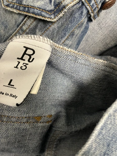 $1250 R13 Distressed Zipper Trucker Blue Jacket Large image 16