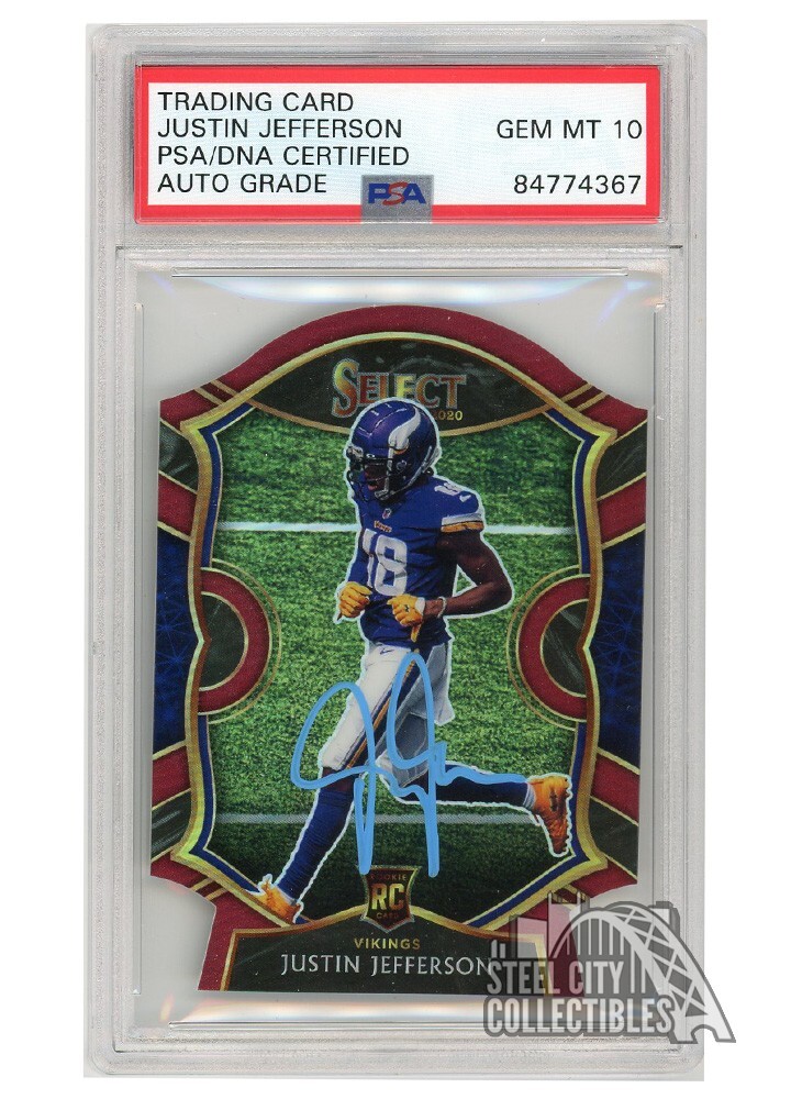 Justin Jefferson 2020 Select Concourse Maroon Auto RC 61 PSA/DNA 10 (Light Blue)