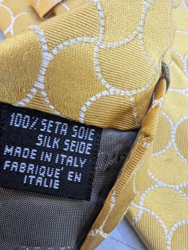 Giorgio Armani Herren Seidenkrawatte Made in Italy Luxus Designer Gold Schuppen Elegant - Bild 6 von 9