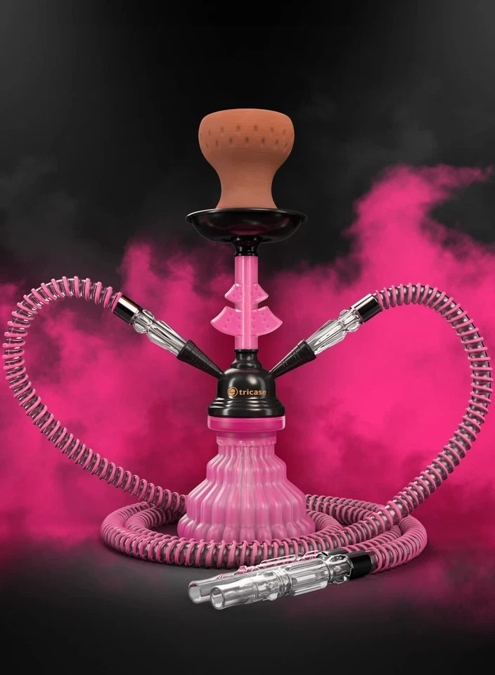 Shisha Set Reise Wasserpfeife  mit 2 Schläuche mini 30 cm Pink  M. ROSENFELD - Bild 2 von 4