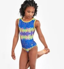 Plum Practicewear Gymnastics Leotard "Acapulco" Multi-Color Printed Size CS