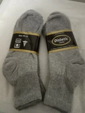 *** 3 Pair Gray Diabetic Ankle Socks MADE IN USA 10-13 ***