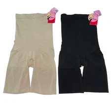 Spanx Slim Cognito High Waist Mid Thigh Shaper Nude Black Super Compression 067