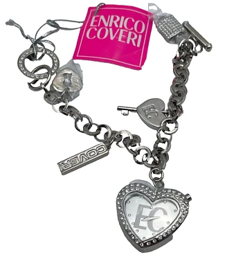 Orologio ENRICO COVERI donna Cuore charm strass ciondolo pendente bracciale