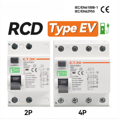 Earth Leakage Circuit Breakers for Car Evse Chargeing Station 63A 10KA Din Rail