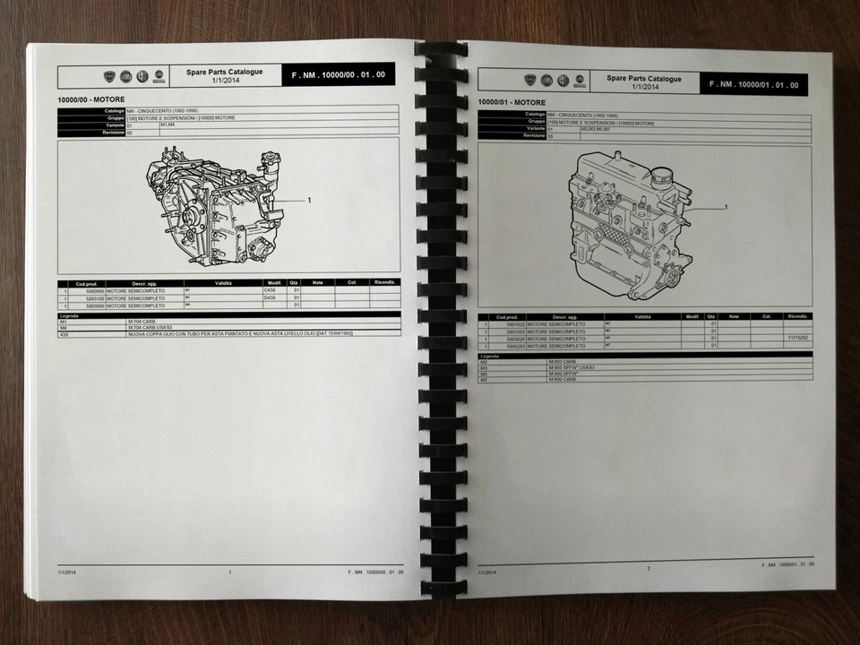 FIAT CINQUECENTO 1992-1998 Catalogo Parti di Ricambio n-m - Immagine 2 di 4