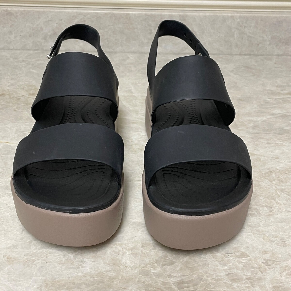Crocs Brooklyn Low Wedge Sandals Womens 7 Black Mushroom Crocs Brooklyn Low Wedge Sandals Womens 7 Black Mushroom